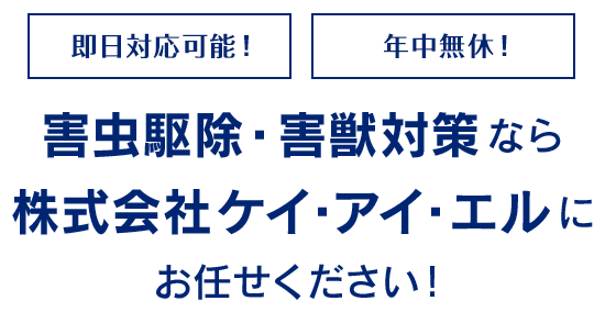 害虫駆除・害獣対策なら 株式会社ケイ・アイ・エルに お任せください！